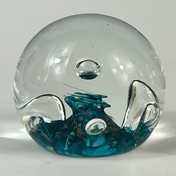 Sea Dance Art Glass Paperweight Signed CHIPPED Mouthblown Hand Blown Handmade - Picture 4 of 14